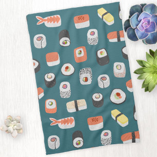 Sushi Nigiri Maki Roll Pattern Kitchen Towel