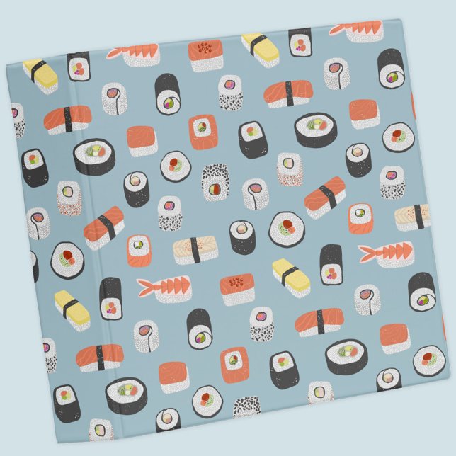 Sushi Nigiri Sashimi Maki Roll Pattern Binder (Japanese sushi, nigiri, maki roll 3 ring binder)