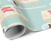 Sushi on a Board Pattern Light Blue