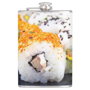 Sushi on a plate hip flask