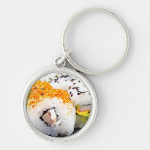 Sushi on a plate keychain