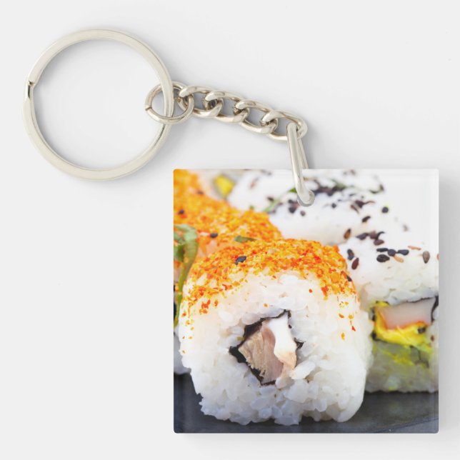 Sushi on a plate keychain (Front)
