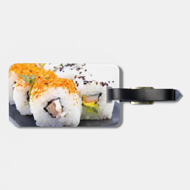 Sushi on a plate luggage tag (Back Horizontal)
