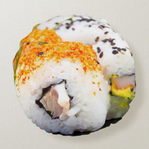 Sushi on a plate round pillow