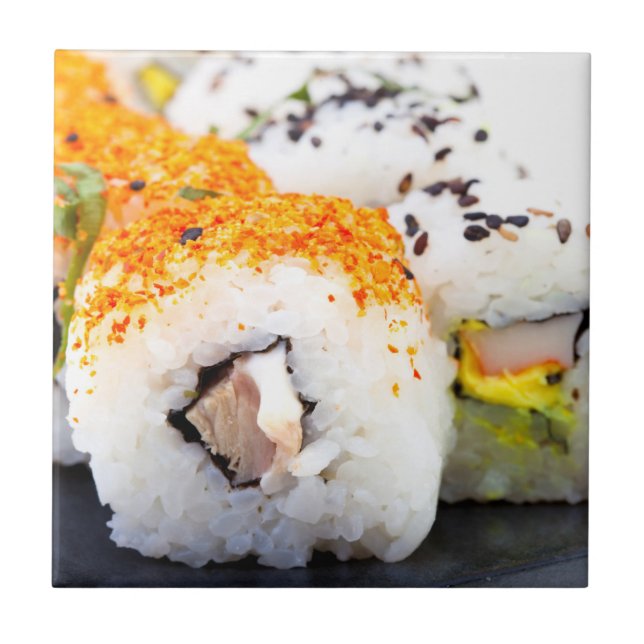 Sushi on a plate tile (Front)