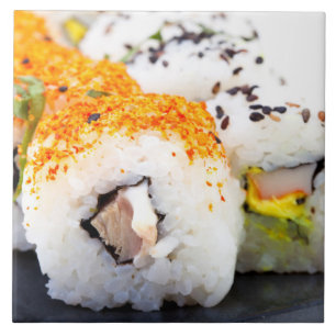 Sushi on a plate tile