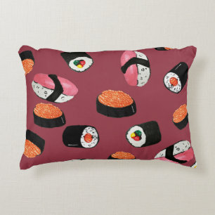 Sushi Onigiri Rolls: Seamless Illustration Accent Pillow