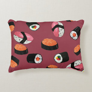 Sushi Onigiri Rolls: Seamless Illustration Accent Pillow
