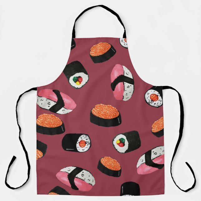 Sushi Onigiri Rolls: Seamless Illustration Apron (Front)