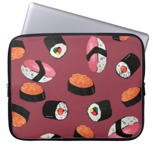 Sushi Onigiri Rolls: Seamless Illustration Laptop Sleeve
