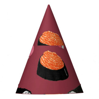 Sushi Onigiri Rolls: Seamless Illustration Party Hat