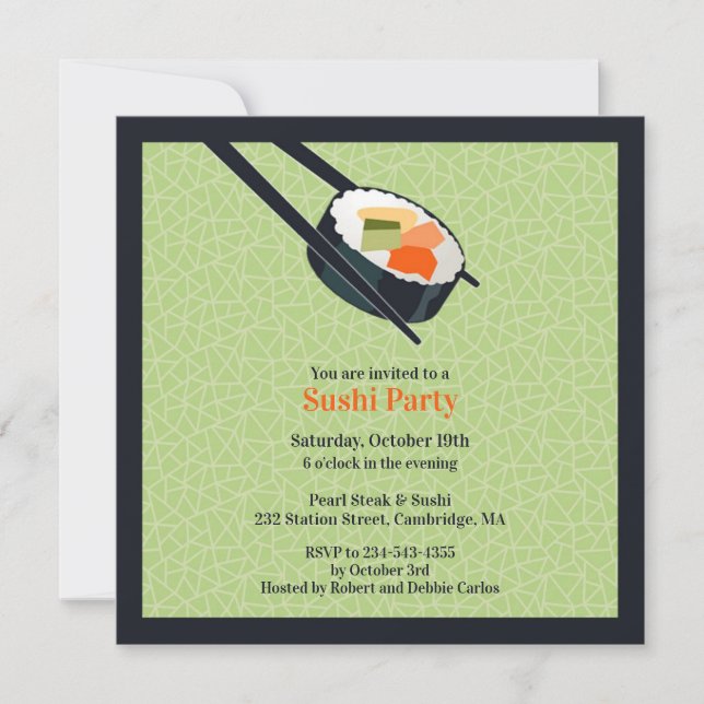 Sushi Party Flat Invitation (Front)