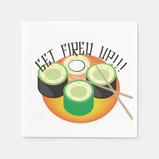 Sushi Party Hibachi Cucumber Chopsticks Pattern Napkin (Front)