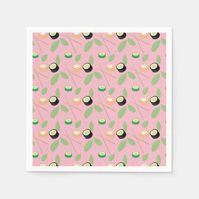 Sushi Party Hibachi Sushi Rolls and Chopsticks Napkin (Front)