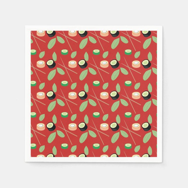 Sushi Party Hibachi Sushi Rolls and Chopsticks Napkin (Front)