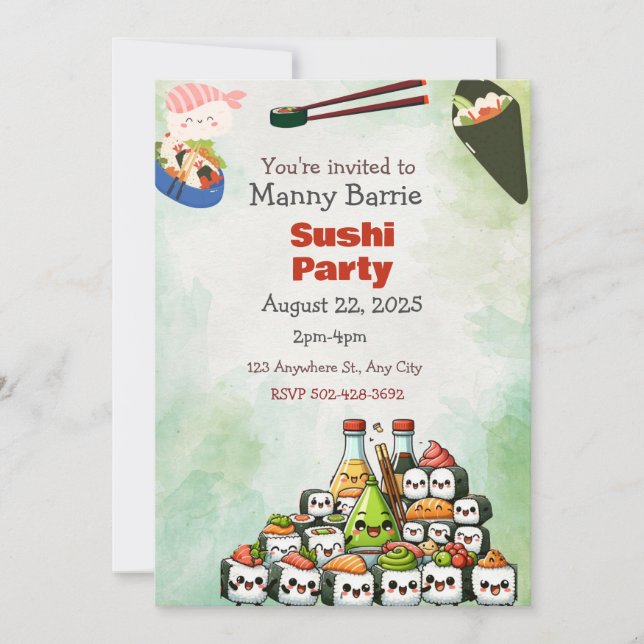 Sushi Party Invitation (Front)