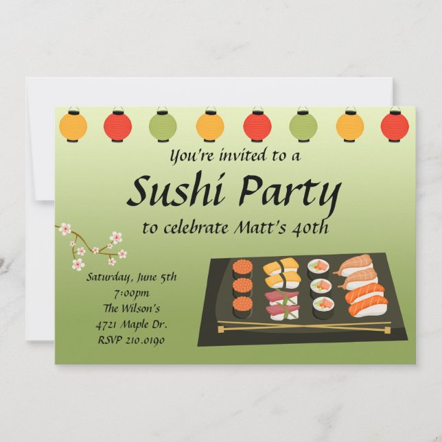 Sushi Party Invitation (Front)