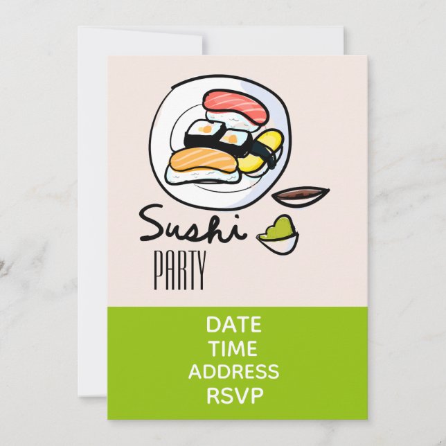 Sushi Party Stylish Modern Japanese party Invitation (Front)