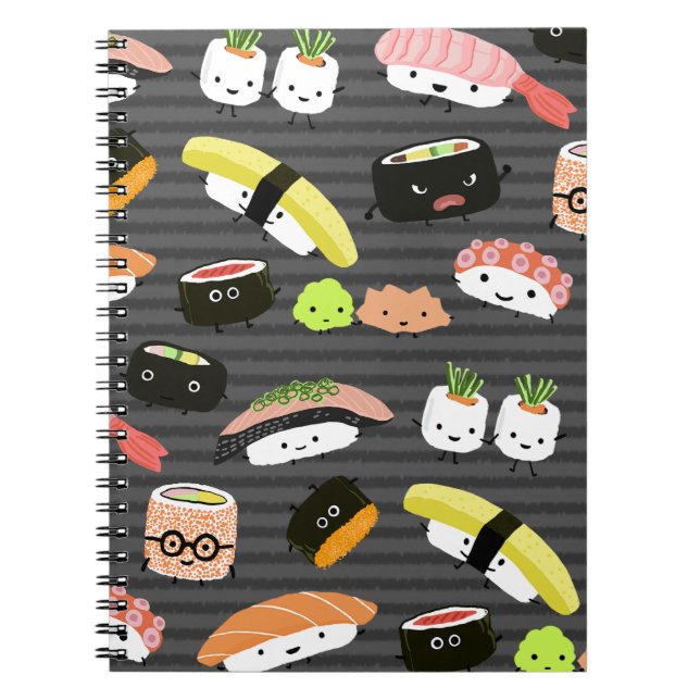 Sushi Party - Sushi Rolls, Sashimi, Wasabi, Ginger Notebook (Front)