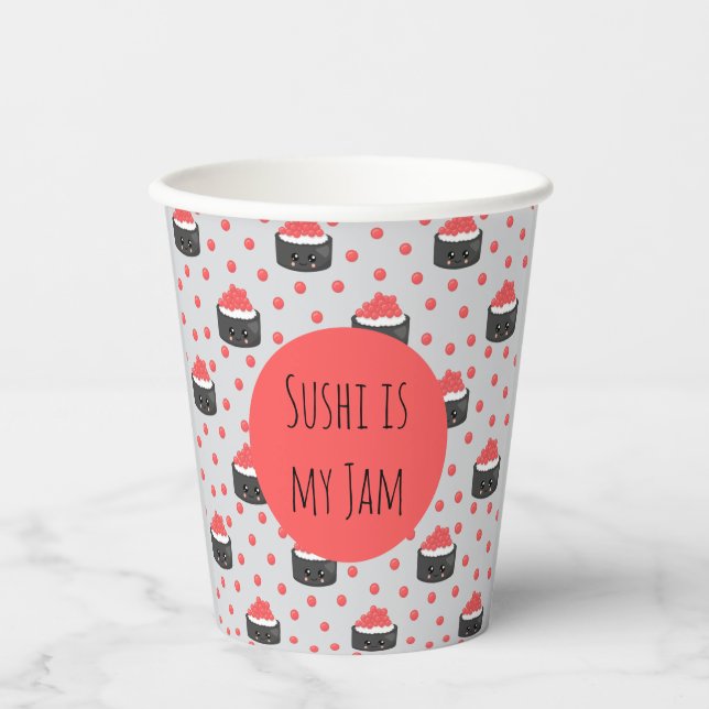 Sushi pattern and funny quote Paper cup (Front)