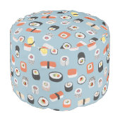 Sushi Pattern Blue Pouf (Angled Front)