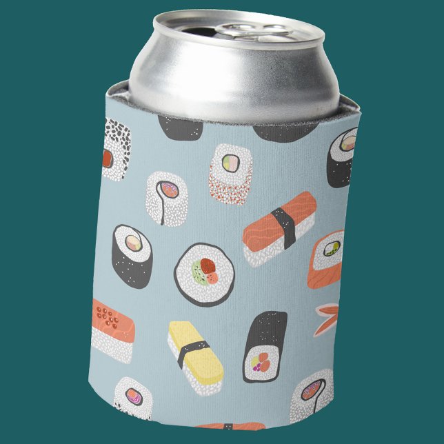 Sushi Pattern Can Cooler (Japanese sushi fun can cooler)