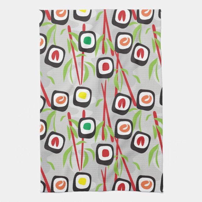 Sushi Pattern Kitchen Towel (Vertical)