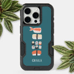 Sushi Personalized iPhone 15 Pro Case<br><div class="desc">Fun stack of Japanese sushi,  nigiri and maki rolls for foodies. Original art by Nic Squirrell.  Change or remove the name to personalize.</div>