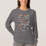 Sushi Personalized T-Shirt<br><div class="desc">Japanese food art for those who love to eat sushi, sashimi, nigiri and maki rolls. Yum!
Alter the name, or just remove it to customize.</div>