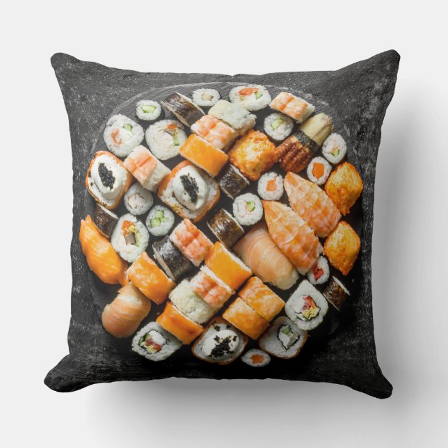 Sushi Platter Throw Pillow (Front)