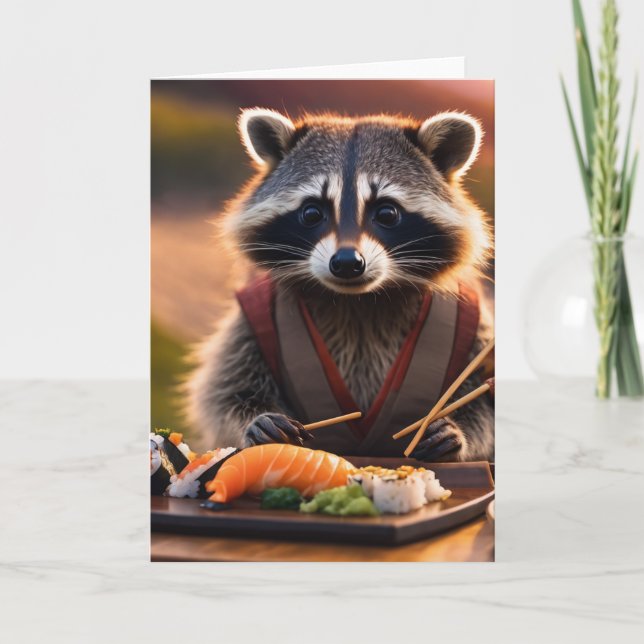 sushi raccoon card (Front)