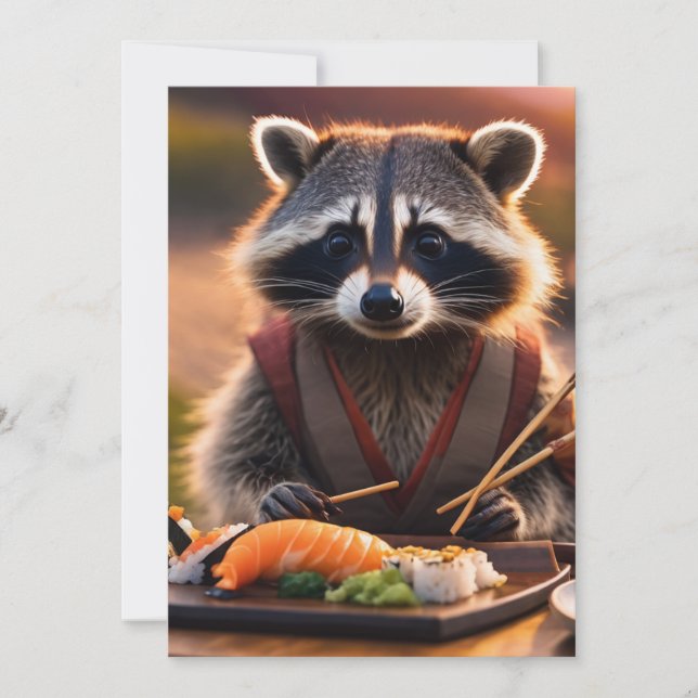 sushi raccoon invitation (Front)