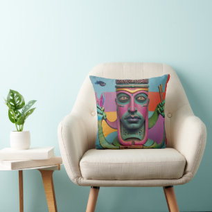 Sushi Radio Tiki Man Throw Pillow