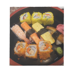 Sushi Raw Food Japanese Meal Delicious Serving Notepad