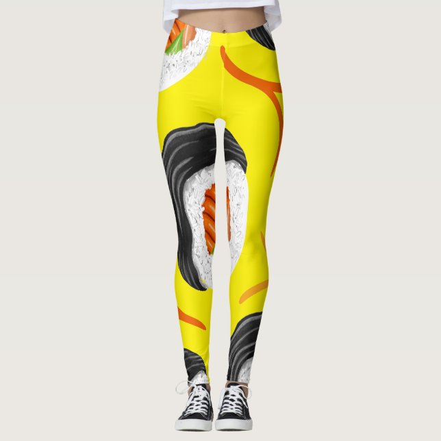 Sushi Roll Athletic Yoga Leggings (Front)
