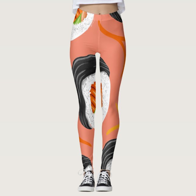 Sushi Roll Athletic Yoga Leggings (Front)