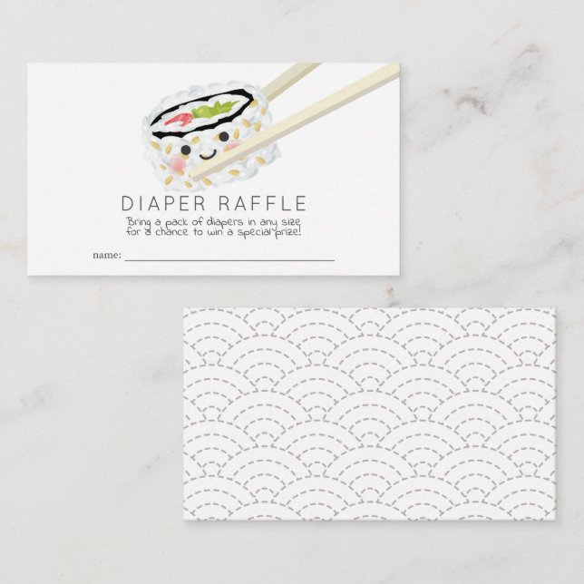 Sushi Roll Baby Shower Diaper Raffle Ticket Enclosure Card (Front/Back)