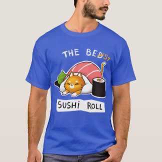 Sushi Roll Bed Cat Funny Cute Kitty Social Distanc T-Shirt