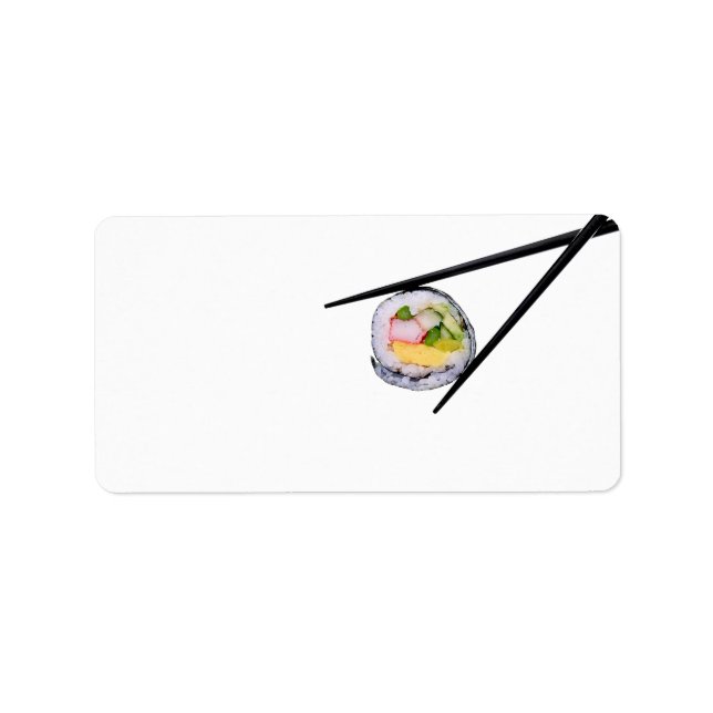 Sushi Roll & Chopsticks - Customized Template Label (Front)
