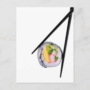 Sushi Roll & Chopsticks - Customized Template Postcard