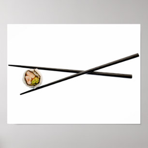 Sushi Roll & Chopsticks - Customized Template Poster