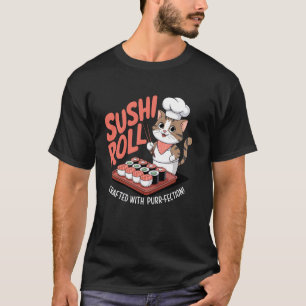 Sushi Roll Crafted with Purr-fection Cute Cat Desi T-Shirt