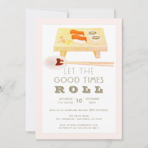 Sushi Roll rose Anniversaire Fête Invitation