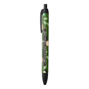 Sushi Roll Salmon Black Chopsticks  Black Ink Pen