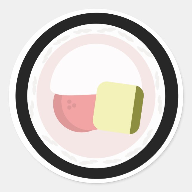 Sushi Roll Salmon Cream Cheese Avocado  Classic Round Sticker (Front)