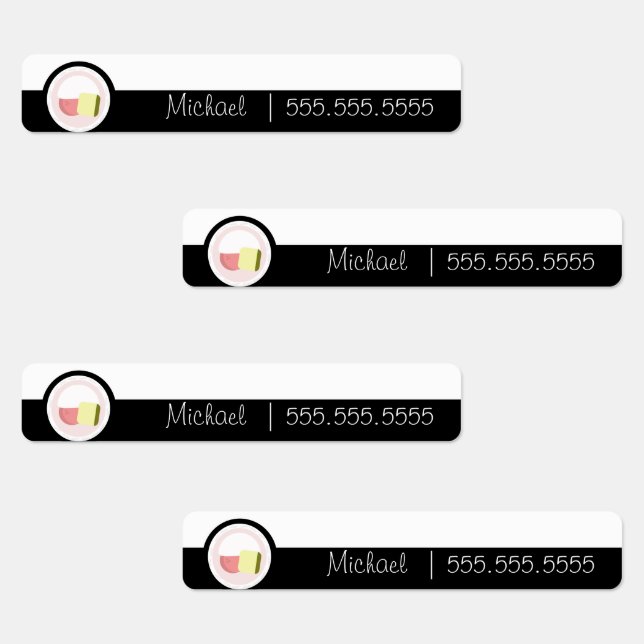 Sushi Roll School Class Lunch Nom Numéro Étiquette (Groupe)