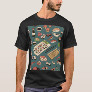 Sushi Rolls: Coloured Seamless Vintage. T-Shirt