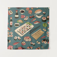 Sushi Rolls: Coloured Seamless Vintage.