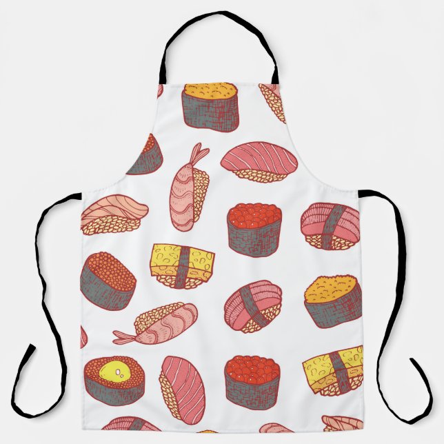 Sushi rolls, doodle, colourful wallpaper apron (Front)