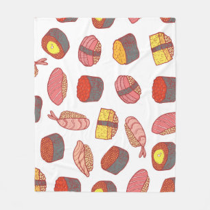 Sushi rolls, doodle, colourful wallpaper fleece blanket